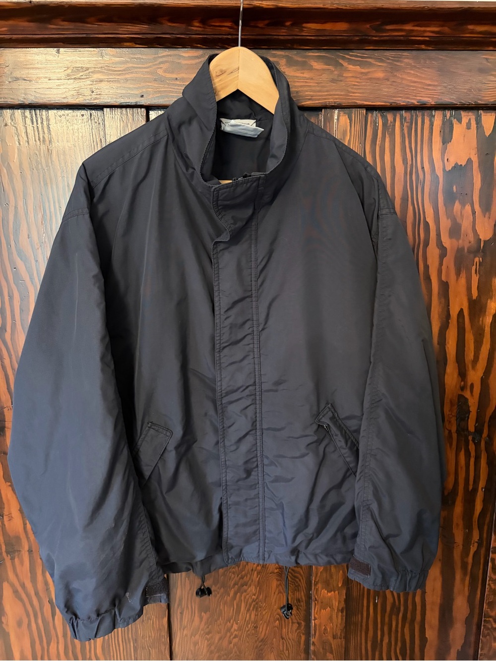 Classic Men's Black Windbreaker with High Neck